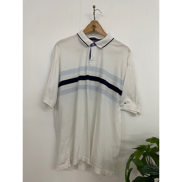 Tommy Hilfiger Other - Tommy Hilfiger Mens XXL White Mercerized Cotton Striped Short Sleeve Polo Shirt